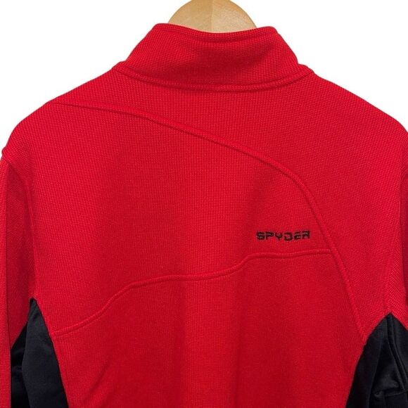 Spyder Mens Half Zip Lightweight Fleece Sweater Jacket Black Red Size XL - Picture 4 of 8